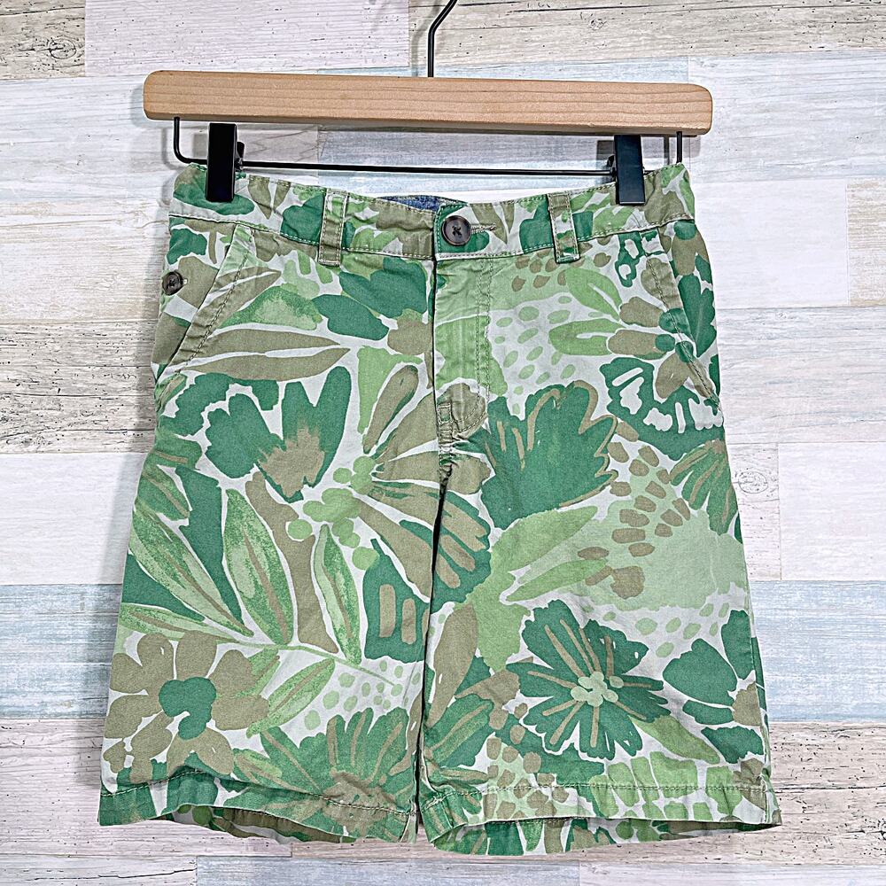 Cat & Jack Tropical Camo Cargo Shorts Green Flat Front Cotton Casual Boys 10